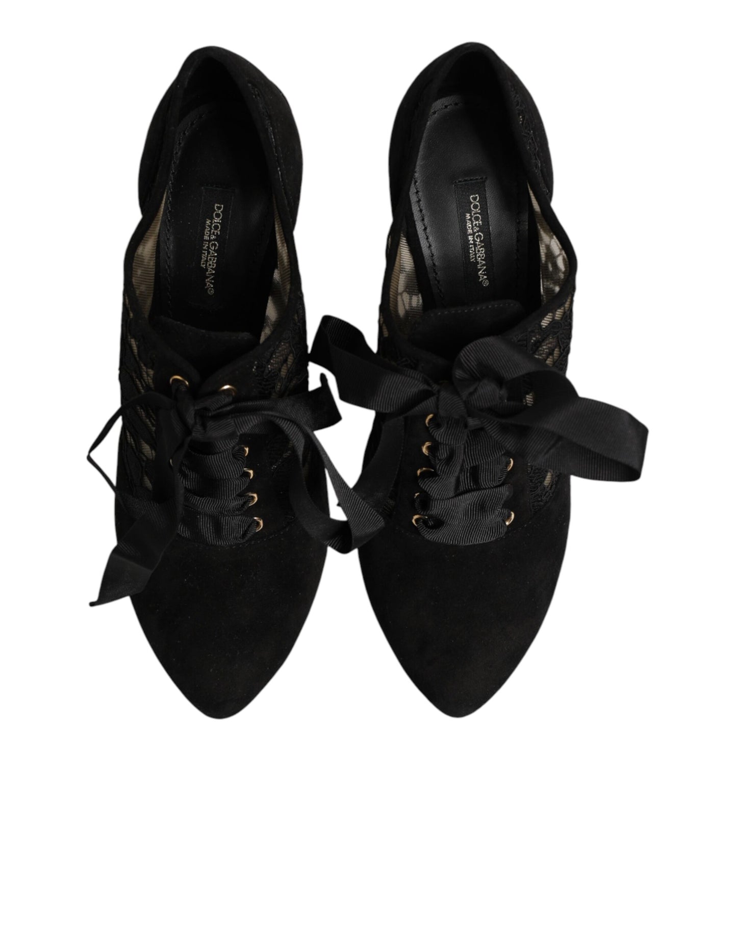 Chaussures à talons hauts à lacets noires à motif floral Dolce & Gabbana