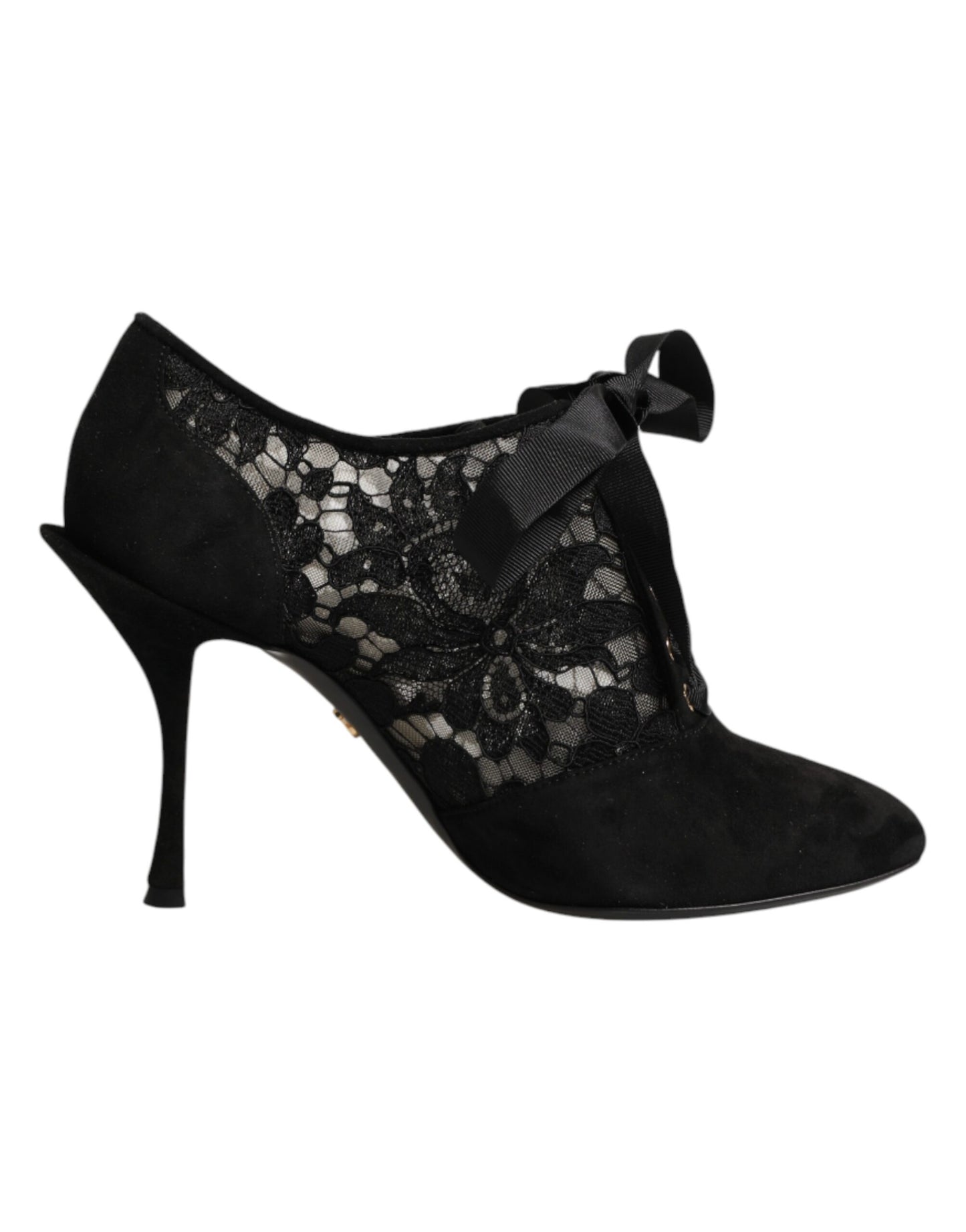 Chaussures à talons hauts à lacets noires à motif floral Dolce & Gabbana