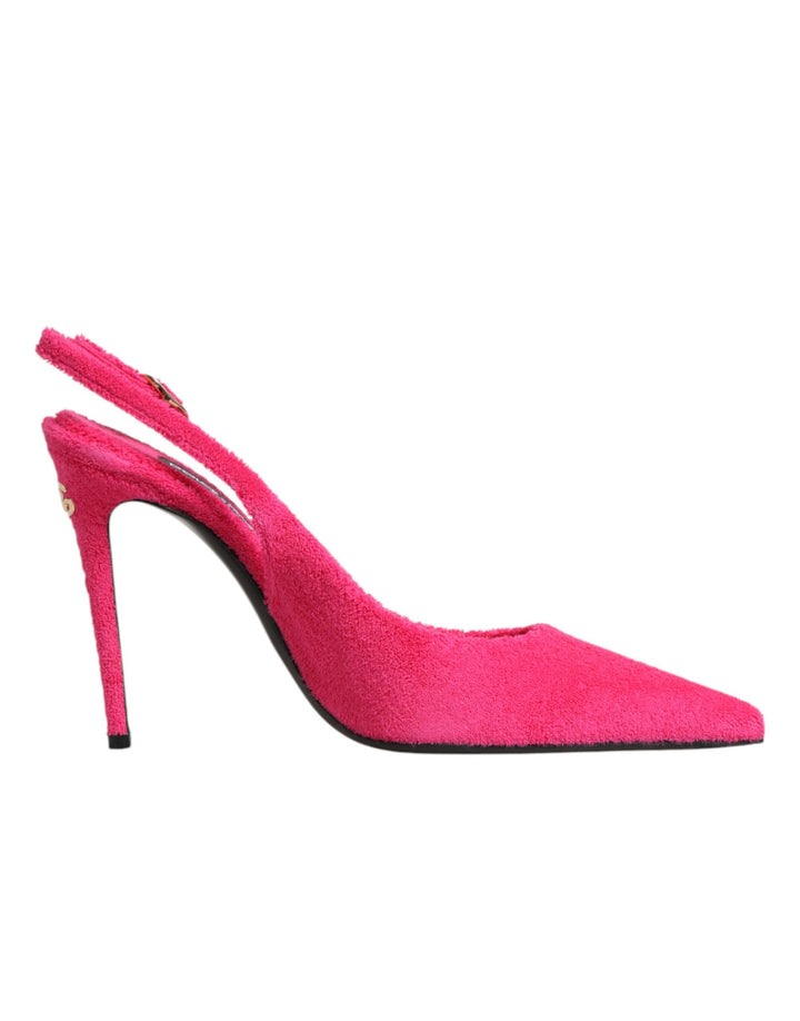 Chaussures à talons hauts à bride arrière en daim rose Dolce & Gabbana