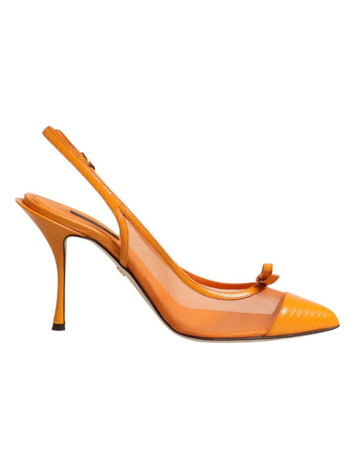 Chaussures Dolce & Gabbana à talons et brides arrière en maille et cuir orange