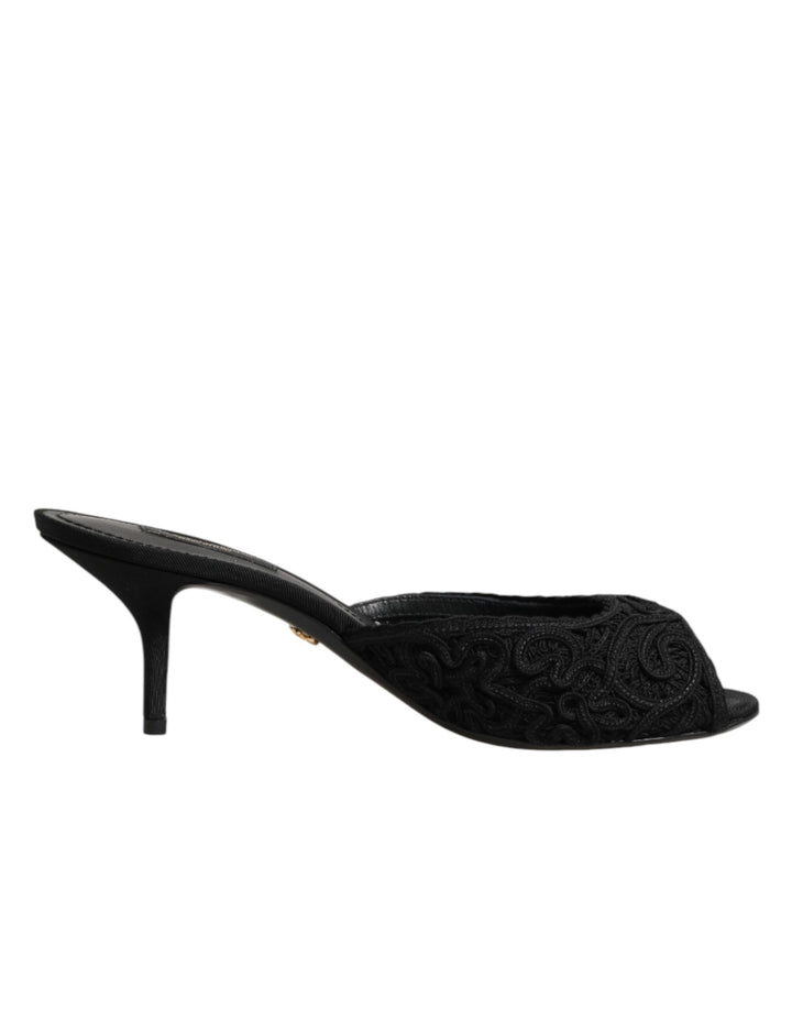 Dolce & Gabbana Zapatos de Tacón sin Cordones Negros Bordados