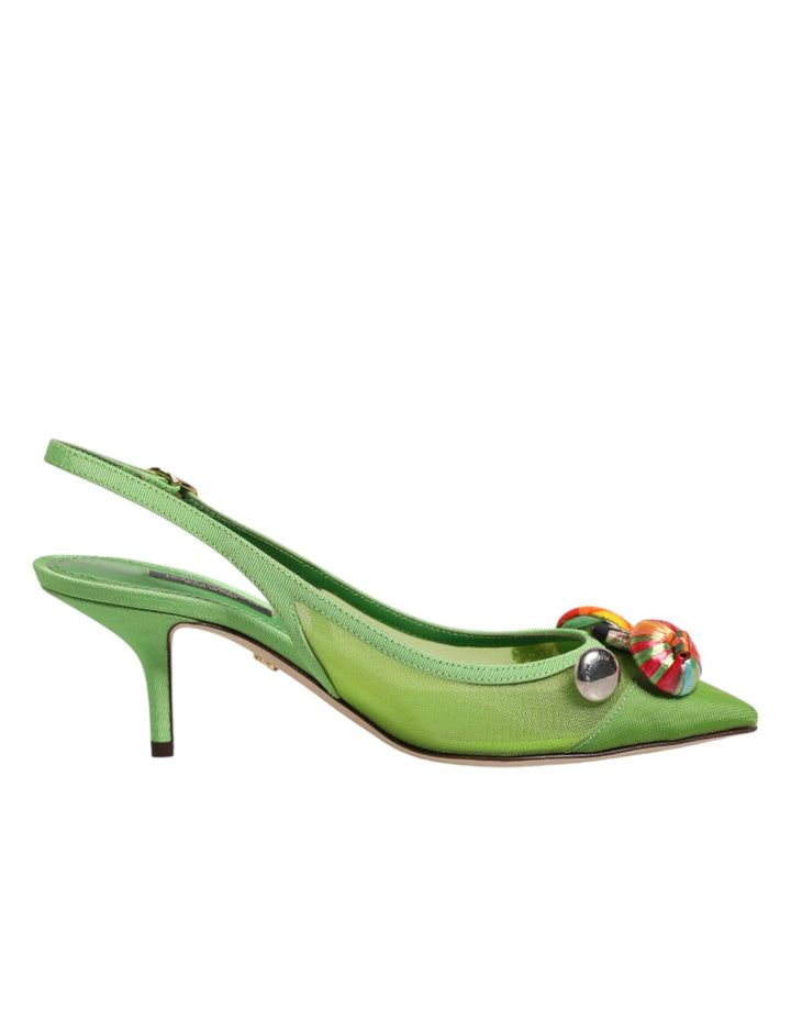 Chaussures Dolce & Gabbana Slingbacks Vertes Ornées