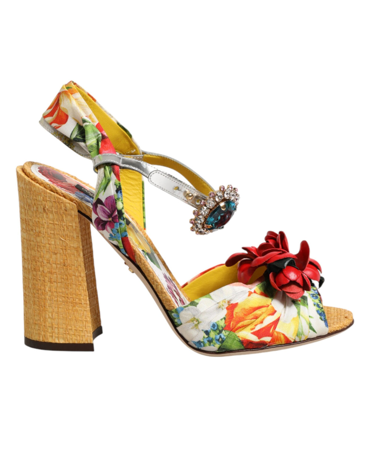 Zapatos Sandalias Dolce & Gabbana Florales Multicolor Adornados con Cristales