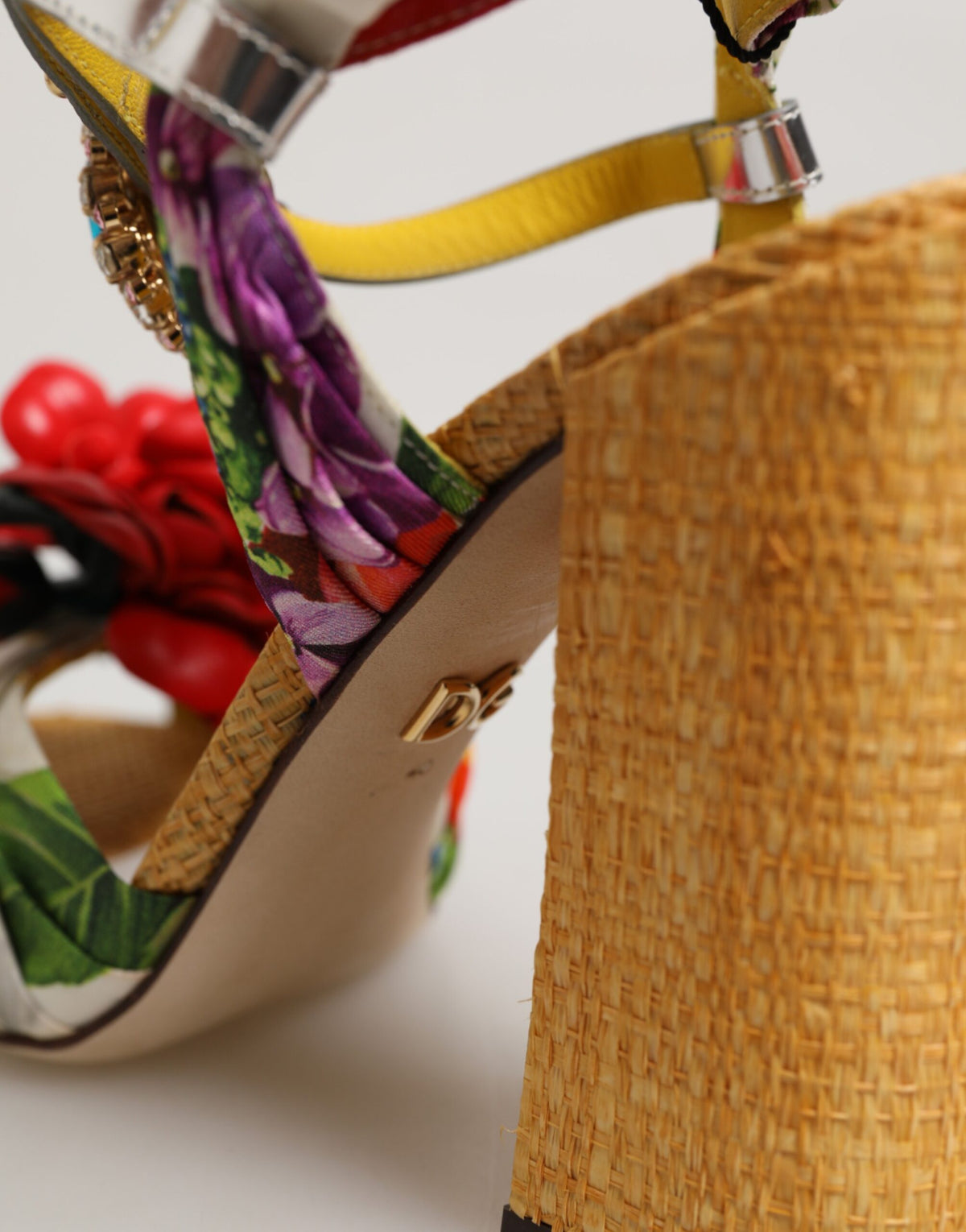 Zapatos Sandalias Dolce & Gabbana Florales Multicolor Adornados con Cristales