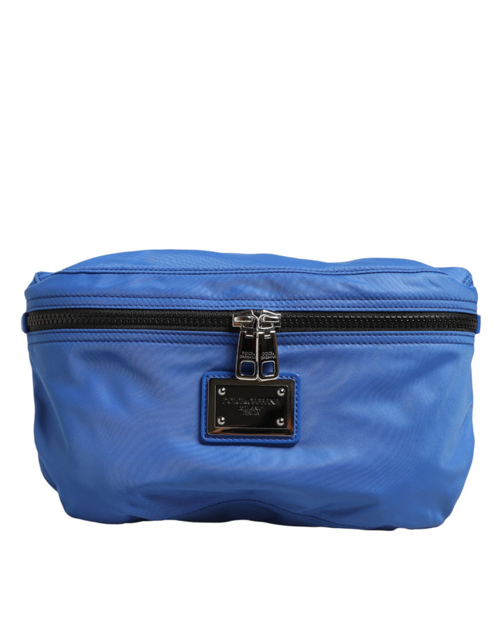 Dolce & Gabbana Riñonera de nailon azul con placa del logo para hombre Borse