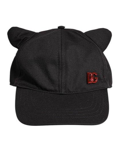 Gorra de béisbol Dolce & Gabbana de algodón negro con parche del logo y 6 paneles