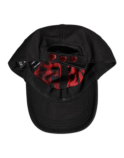 Gorra de béisbol Dolce & Gabbana de algodón negro con parche del logo y 6 paneles