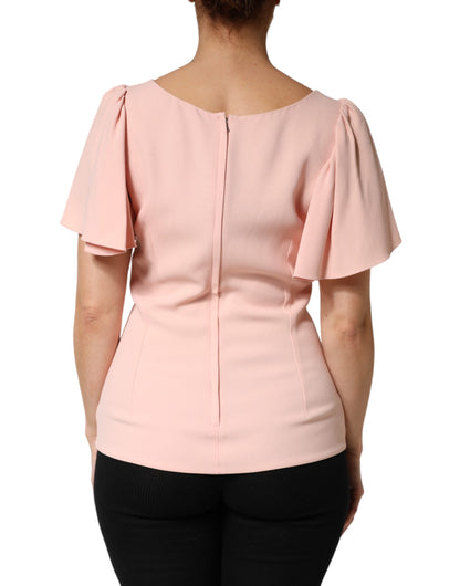 Blusa Dolce & Gabbana de manga corta rosa con cuello redondo