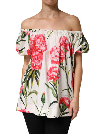 Blusa Dolce & Gabbana Multicolor Floral con Hombros Descubiertos
