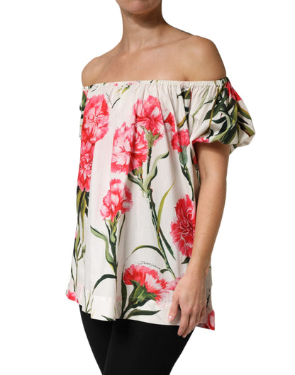 Blusa Dolce & Gabbana Multicolor Floral con Hombros Descubiertos