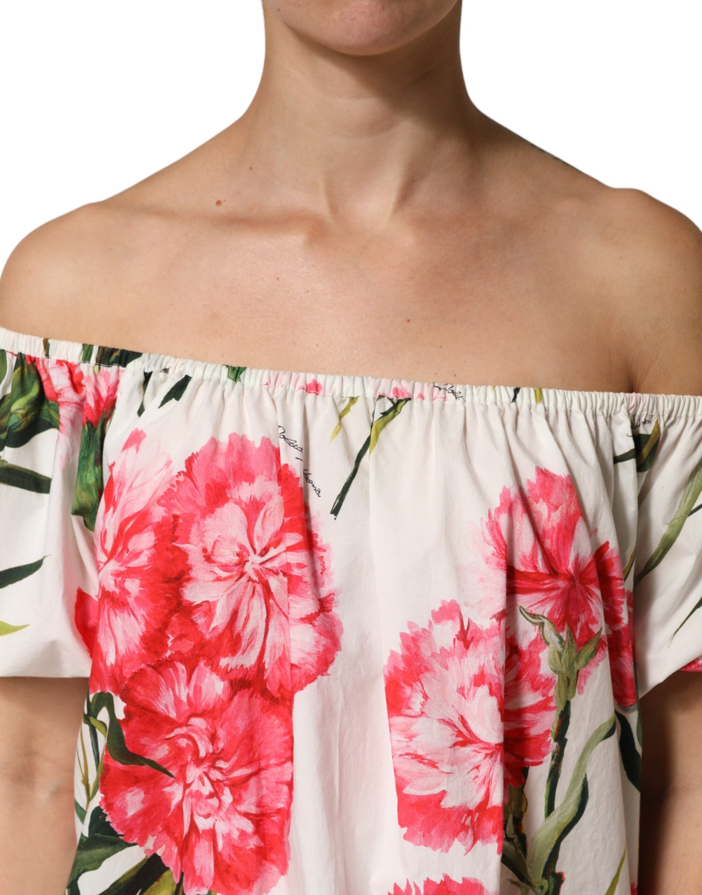 Blusa Dolce & Gabbana Multicolor Floral con Hombros Descubiertos
