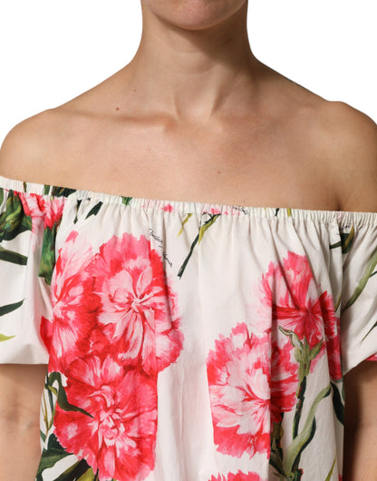Blusa Dolce & Gabbana Multicolor Floral con Hombros Descubiertos