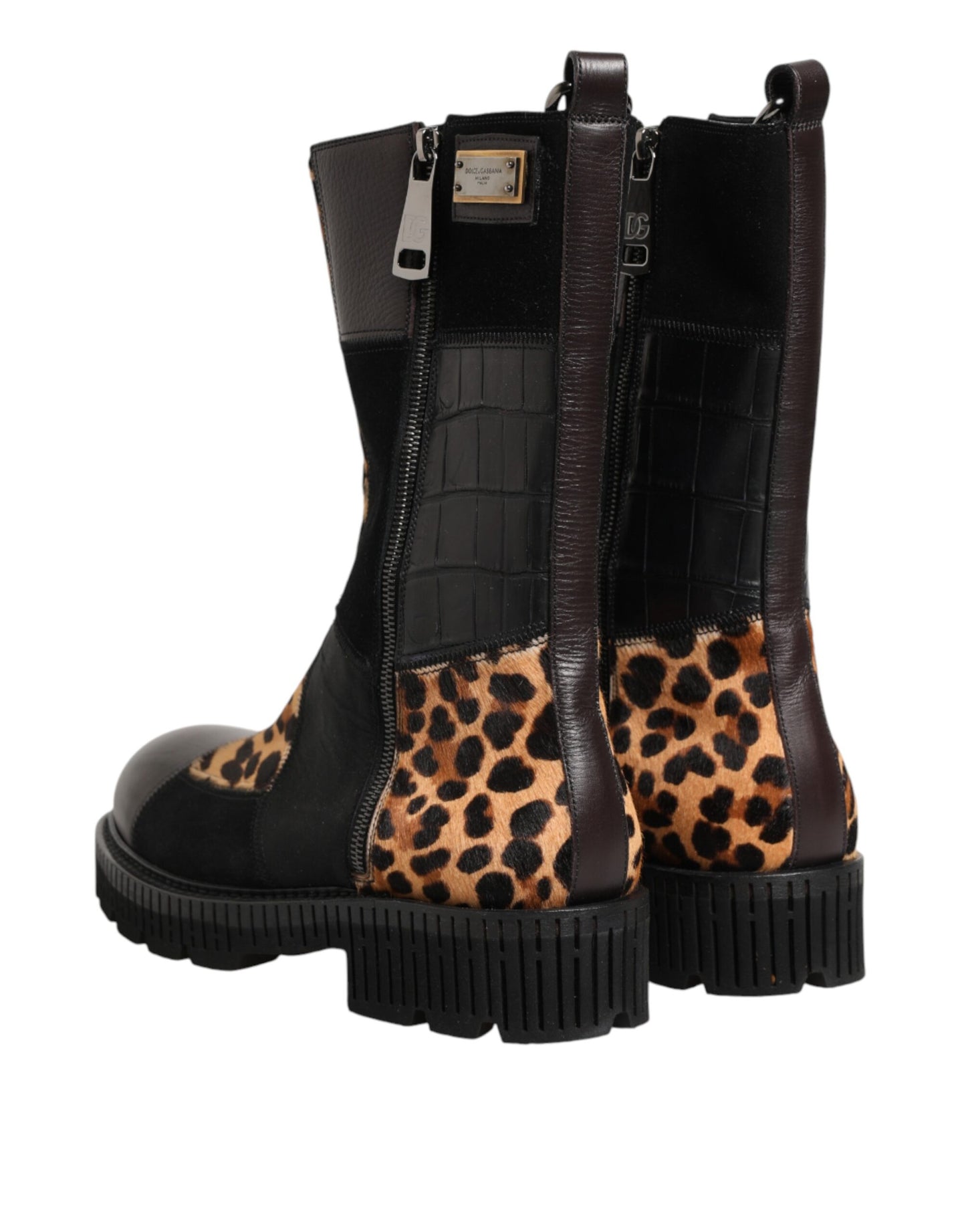 Botas de media pantorrilla con estampado de leopardo multicolor de Dolce & Gabbana