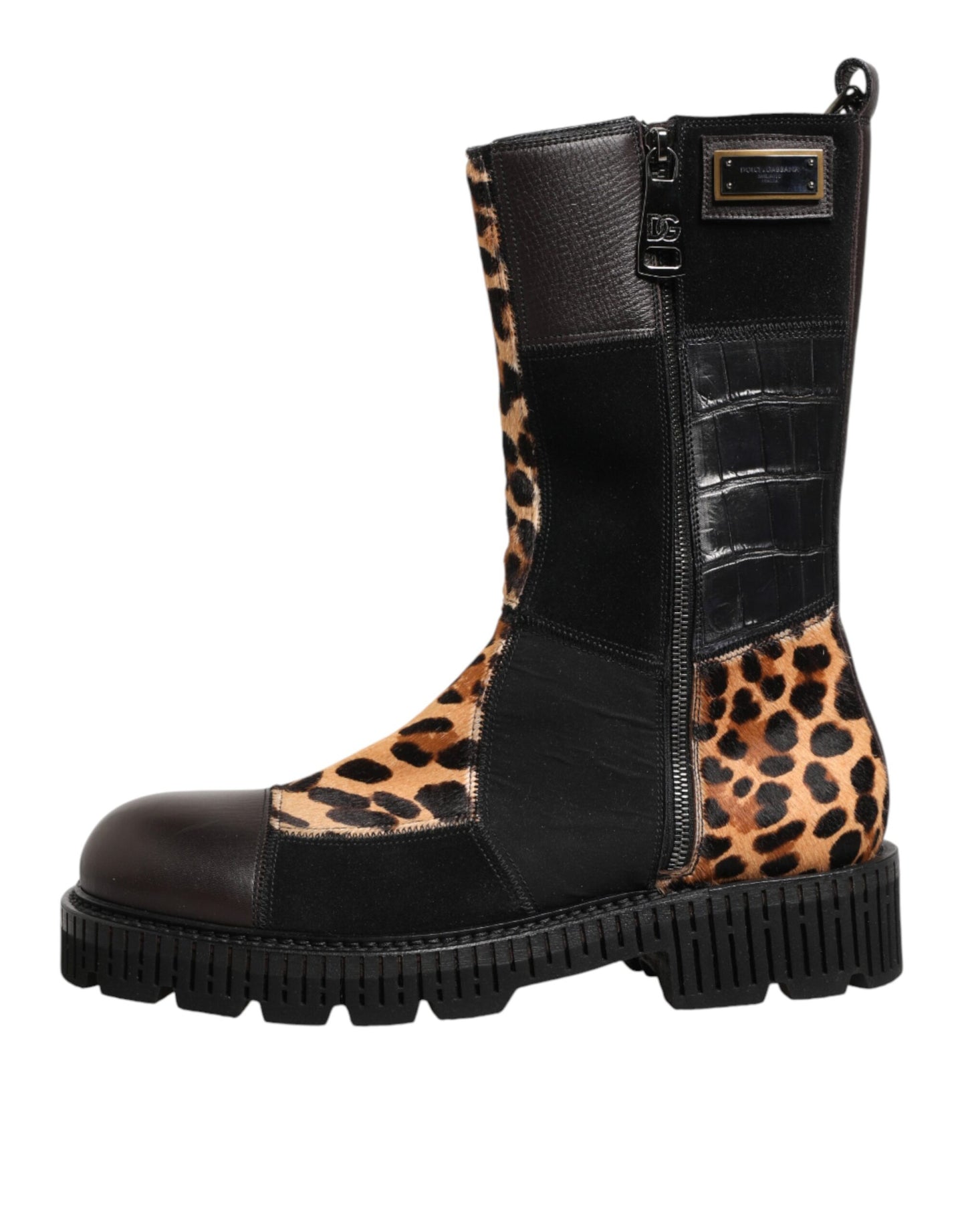 Botas de media pantorrilla con estampado de leopardo multicolor de Dolce & Gabbana