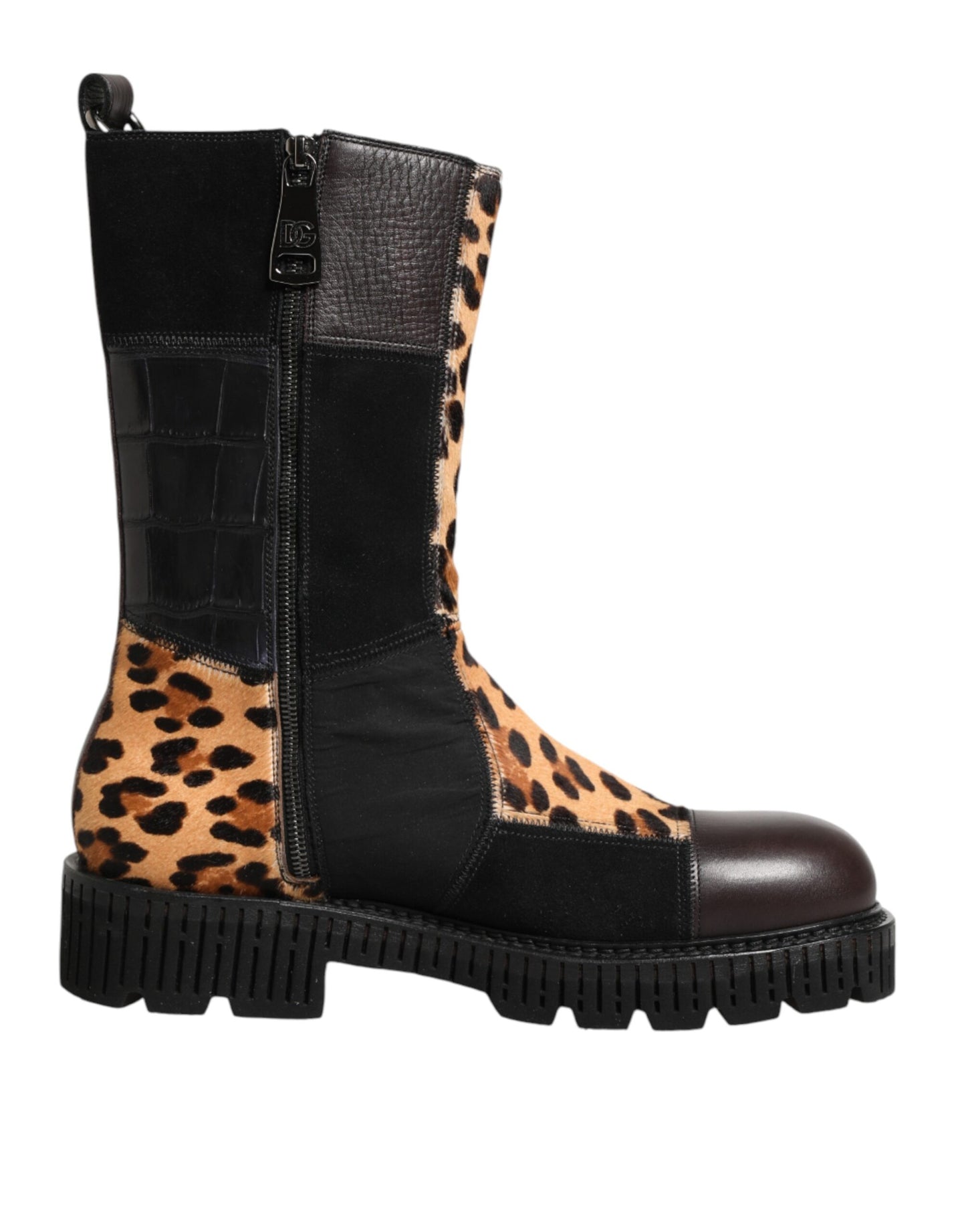 Botas de media pantorrilla con estampado de leopardo multicolor de Dolce & Gabbana