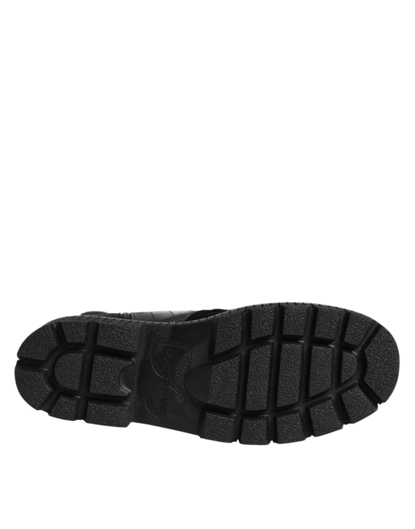 Bottes mi-mollet en cuir noir patchwork Dolce & Gabbana