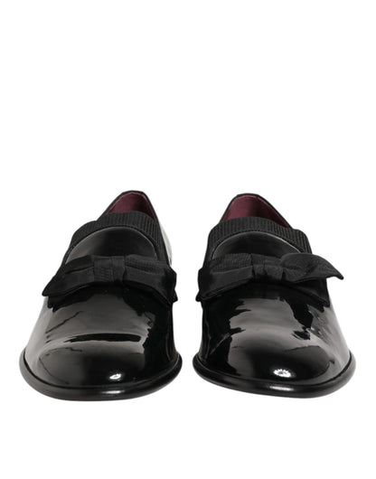 Dolce & Gabbana Black Leather Slip On Dress Men Loafers Shoes