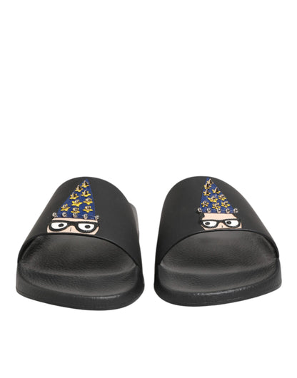 Dolce & Gabbana Sandalias de Piel Negras Zapatos de Playa