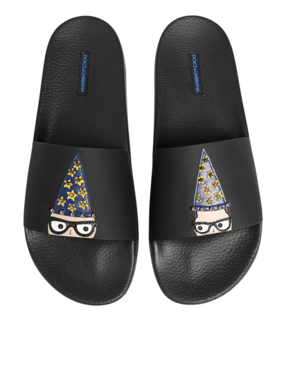 Dolce & Gabbana Sandalias de Piel Negras Zapatos de Playa