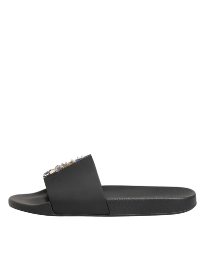 Dolce & Gabbana Sandalias de Piel Negras Zapatos de Playa