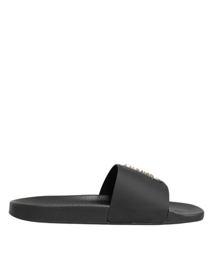 Dolce & Gabbana Sandalias de Piel Negras Zapatos de Playa