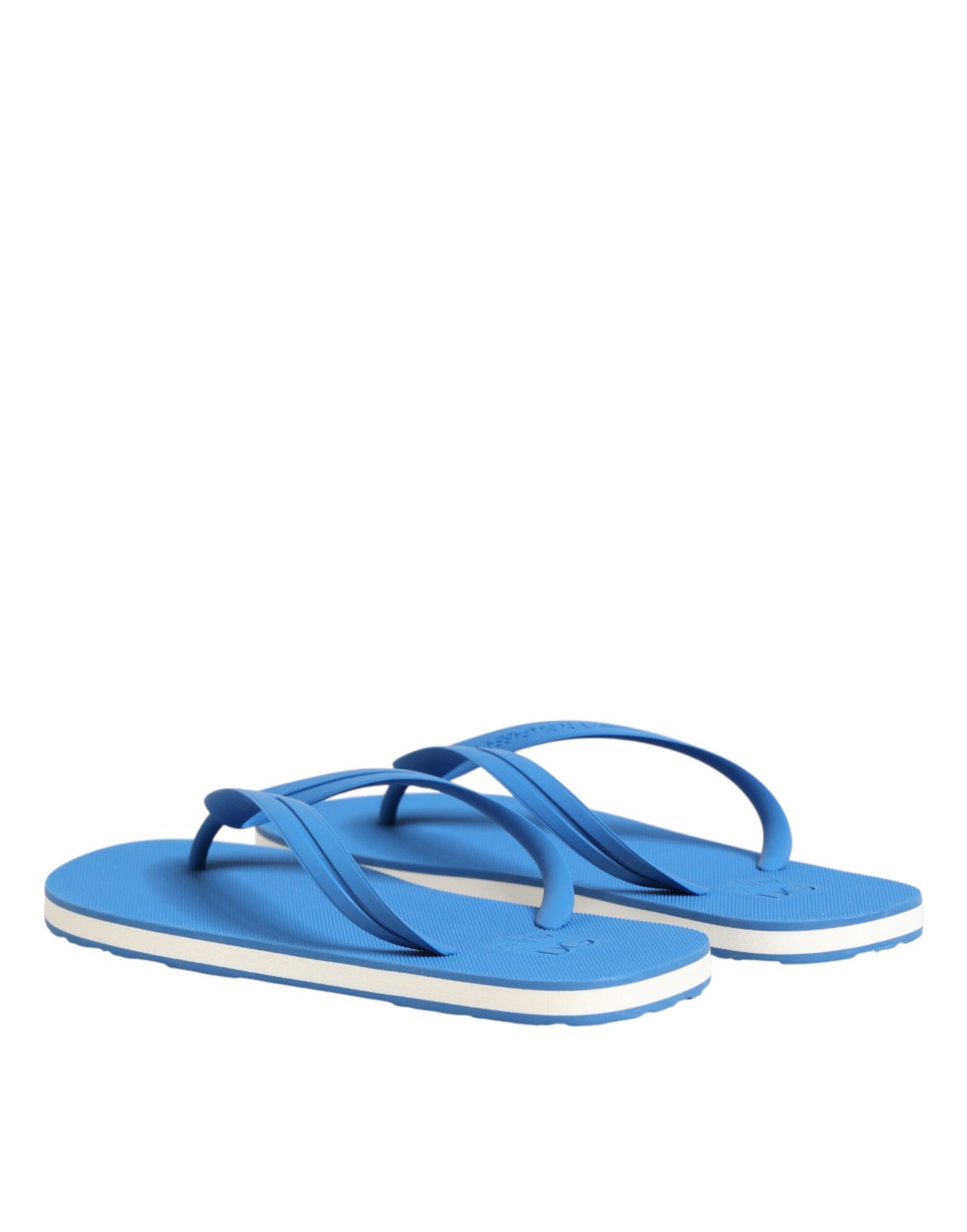 Zapatillas planas de playa con logo azul y blanco de Dolce & Gabbana