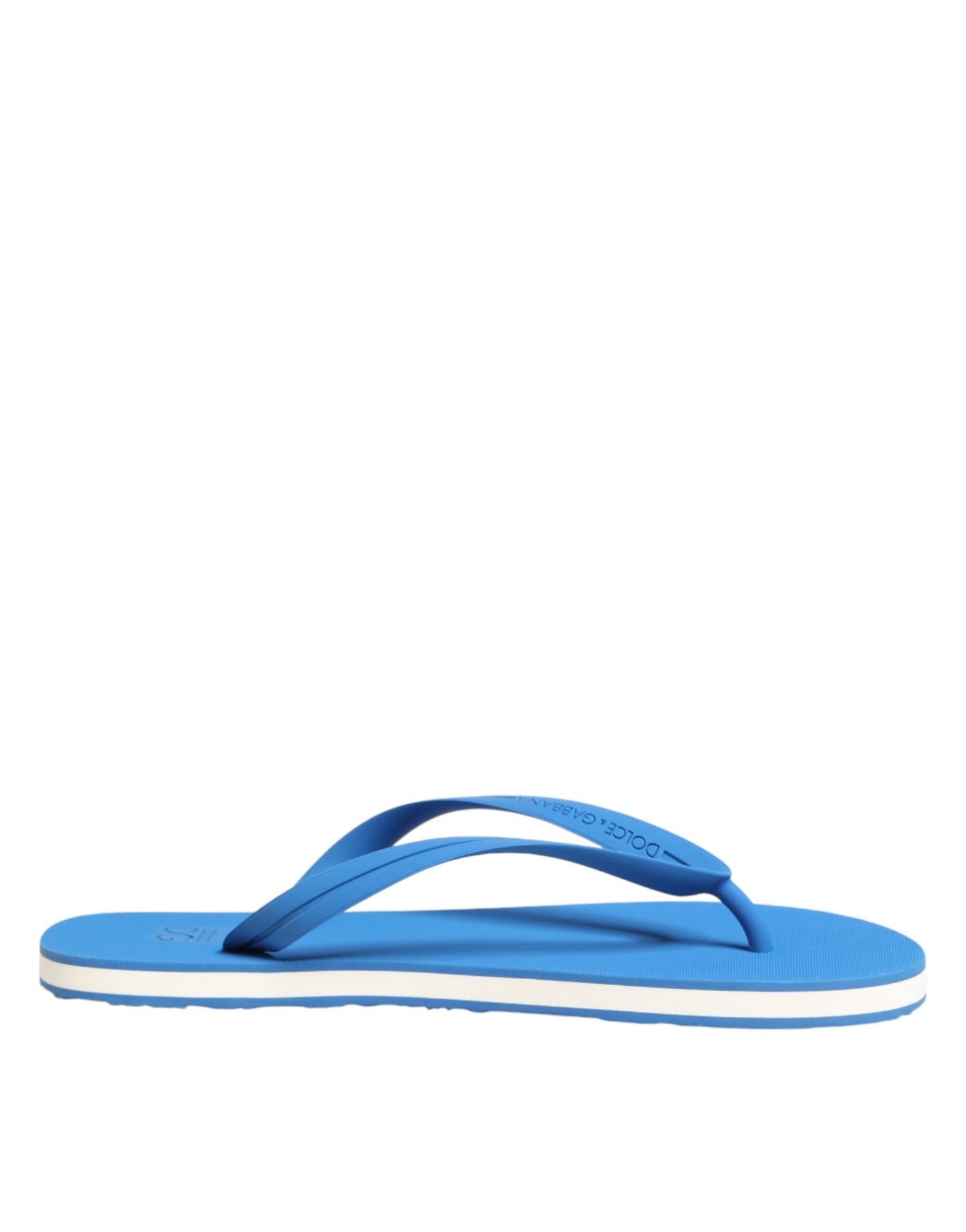 Zapatillas planas de playa con logo azul y blanco de Dolce & Gabbana