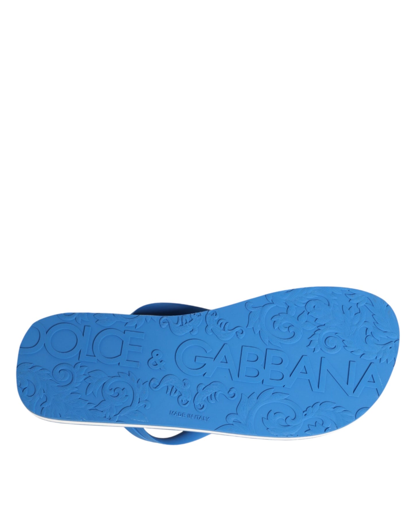 Zapatillas planas de playa con logo azul y blanco de Dolce & Gabbana