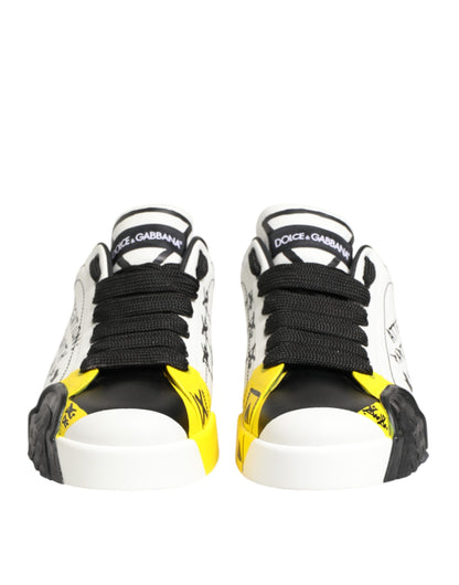 Dolce & Gabbana Multicolor Leather Graffiti Low Top Sneakers Shoes