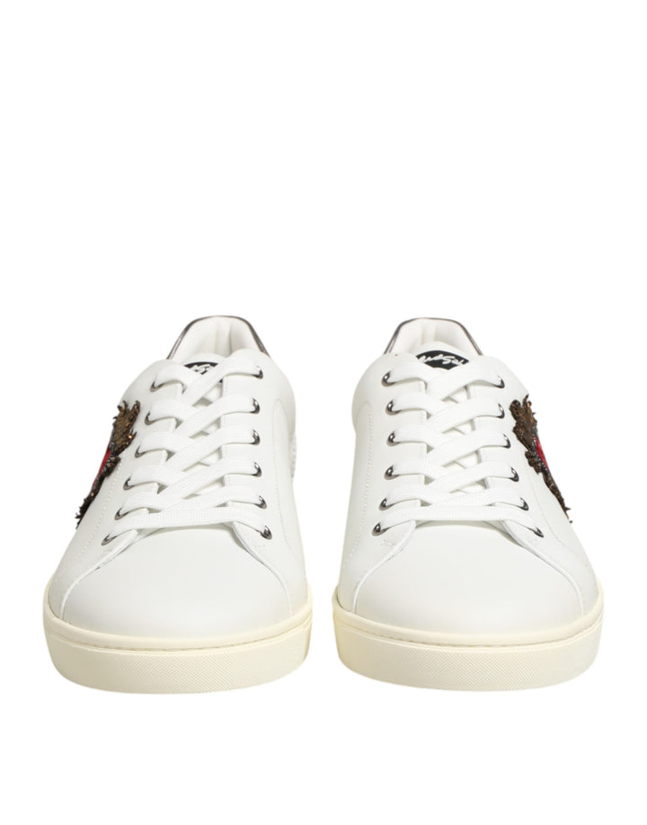 Zapatillas Dolce & Gabbana de cuero blanco adornadas con corazones