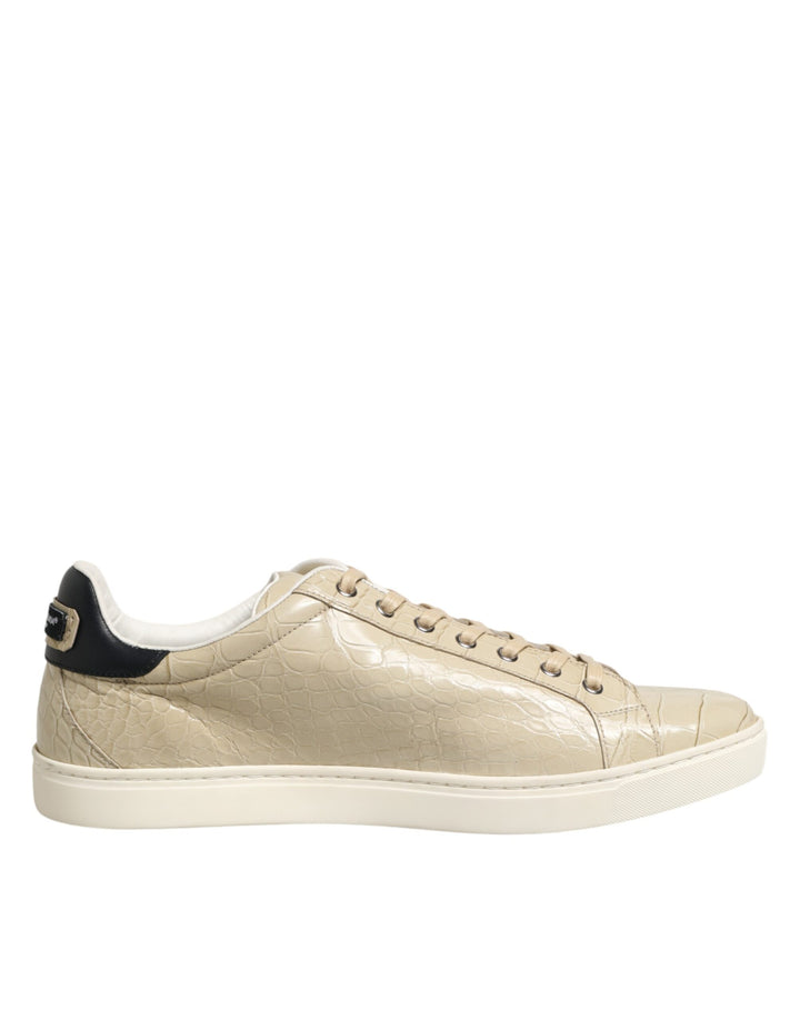 Zapatillas bajas de cuero beige London Dolce & Gabbana