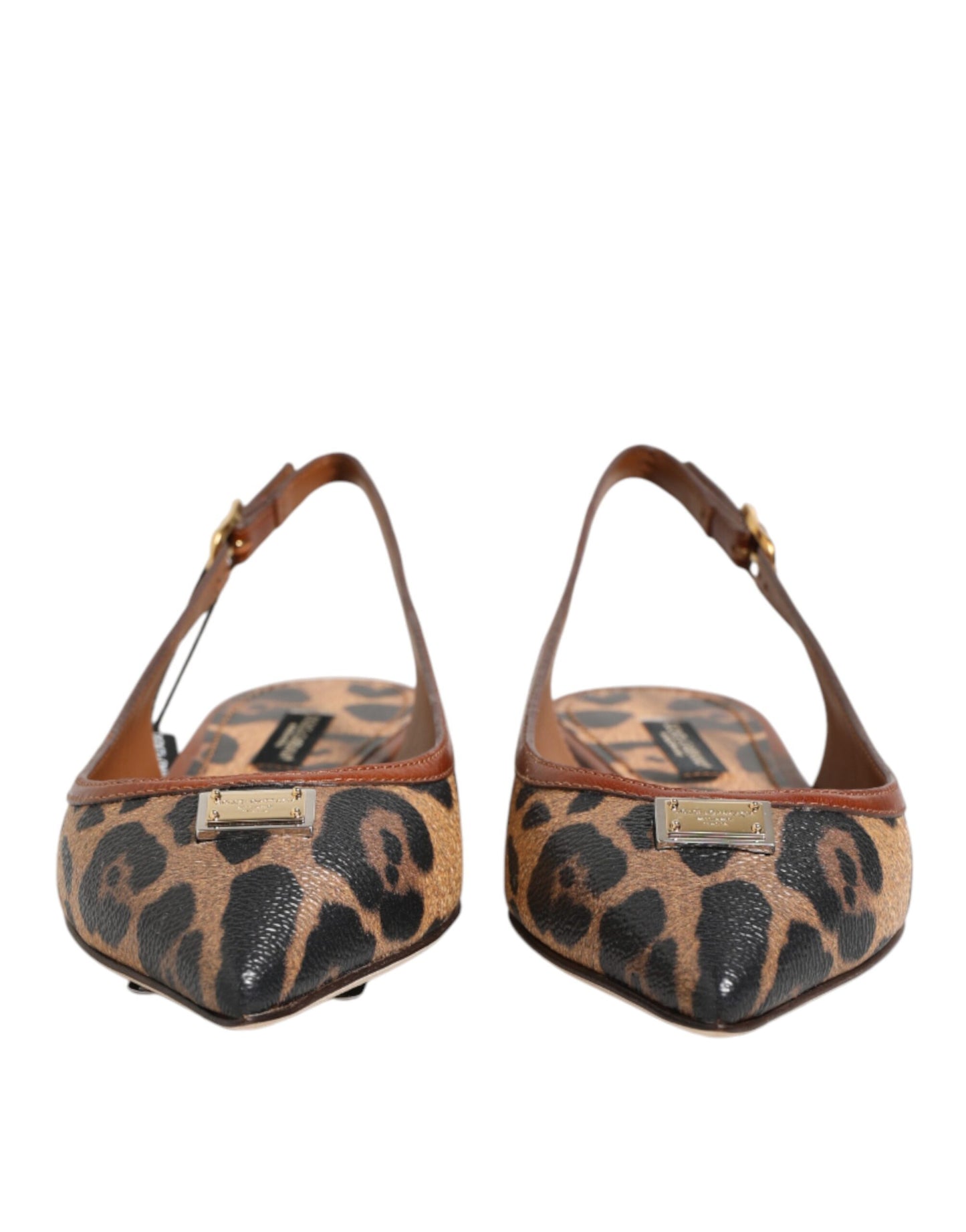 Zapatos planos con tiras traseras de leopardo marrones Dolce & Gabbana