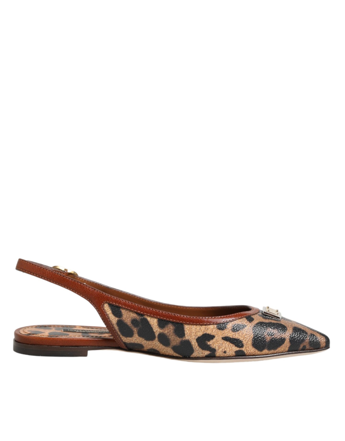 Zapatos planos con tiras traseras de leopardo marrones Dolce & Gabbana