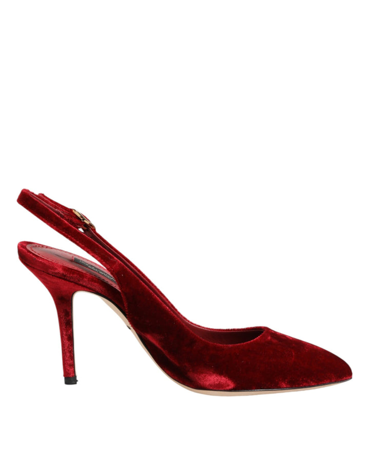 Chaussures Dolce & Gabbana en daim rouge à talons hauts et brides arrière