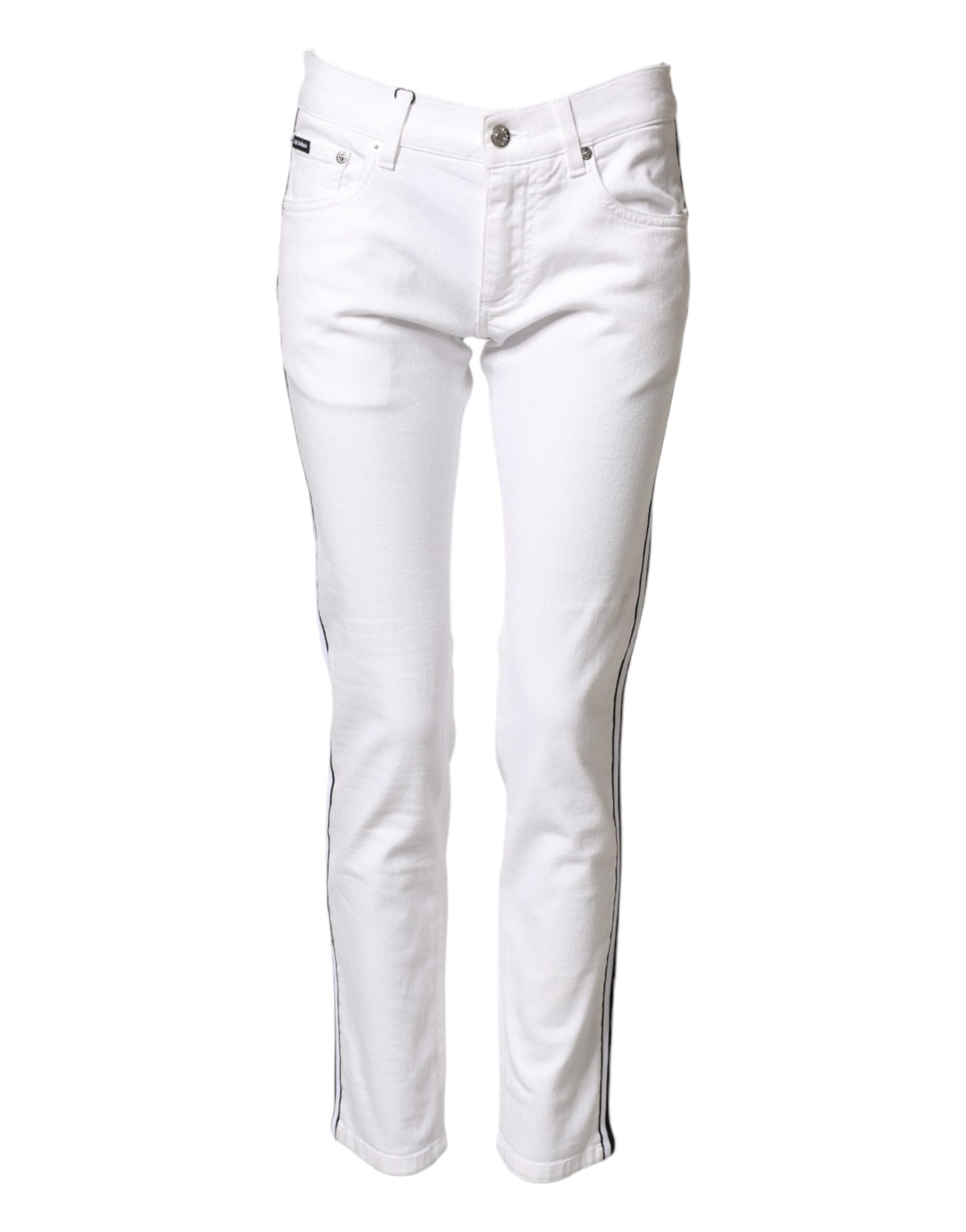 Jeans de mezclilla ajustados de algodón elástico blancos para hombre de Dolce & Gabbana