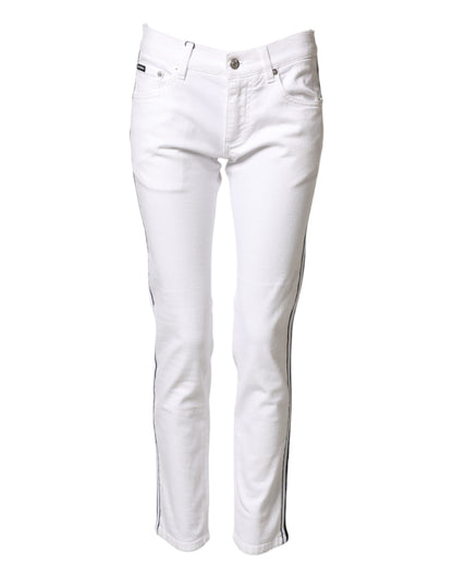 Jeans de mezclilla ajustados de algodón elástico blancos para hombre de Dolce & Gabbana