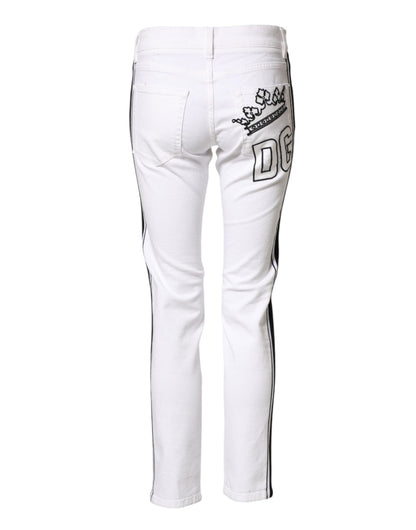 Jeans de mezclilla ajustados de algodón elástico blancos para hombre de Dolce & Gabbana