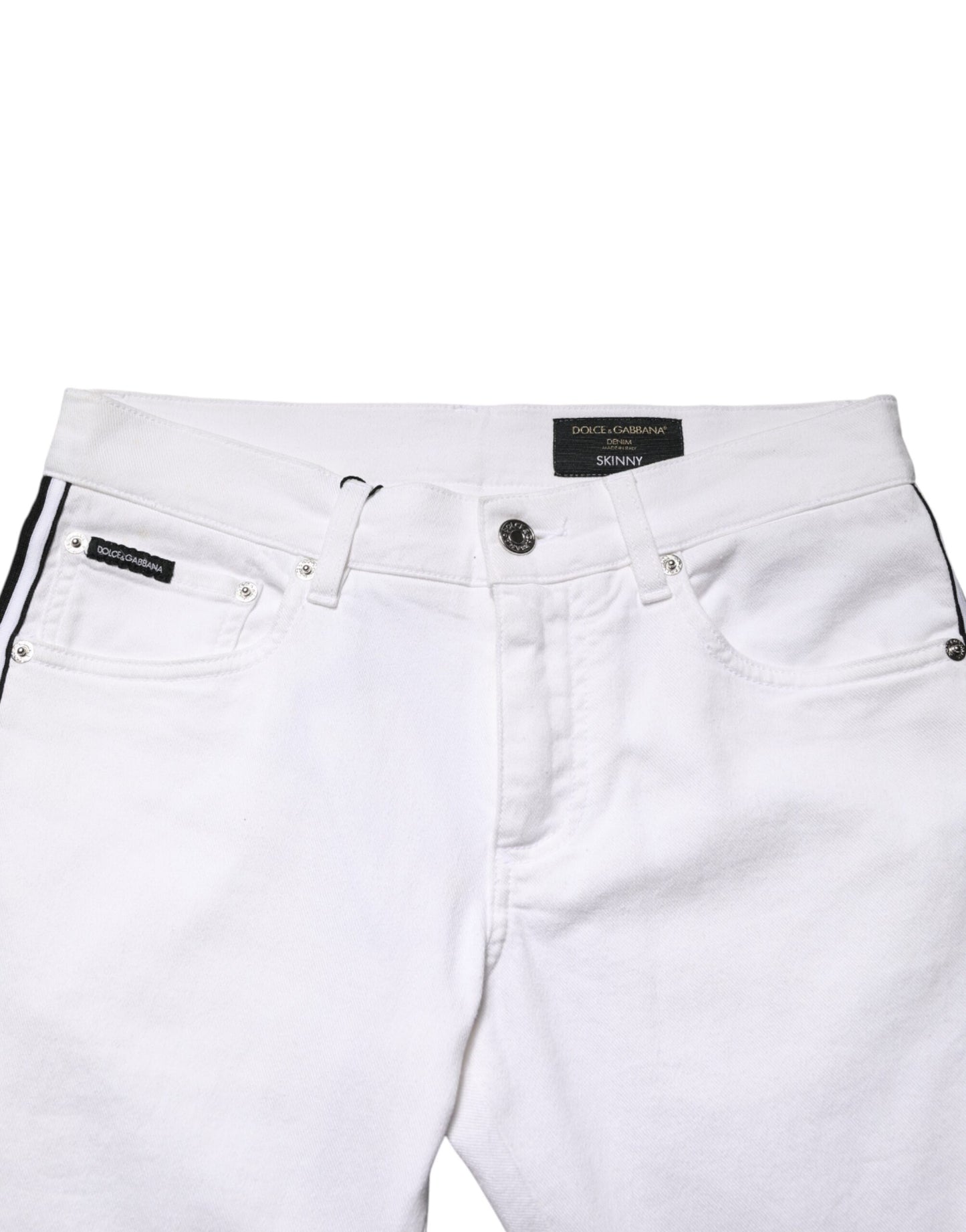 Jeans de mezclilla ajustados de algodón elástico blancos para hombre de Dolce & Gabbana