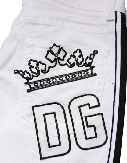 Jeans de mezclilla ajustados de algodón elástico blancos para hombre de Dolce & Gabbana