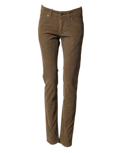 Dolce & Gabbana Vaqueros de Algodón Elástico Marrón Skinny para Hombre