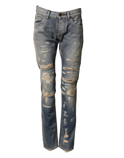 Pantalón vaquero ajustado Dolce & Gabbana azul desgastado para hombre