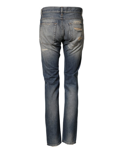 Pantalón vaquero ajustado Dolce & Gabbana azul desgastado para hombre