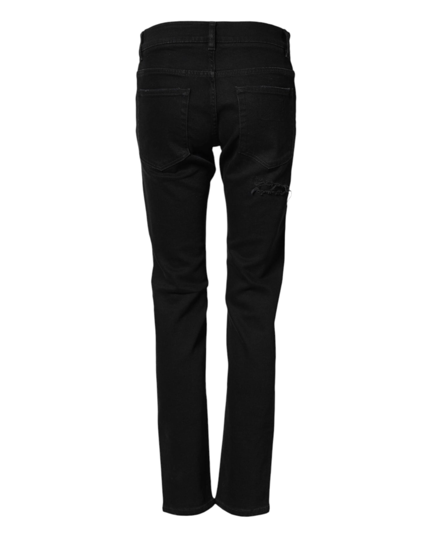 Jeans ajustados de mezclilla de algodón negro desgastado para hombre Dolce & Gabbana