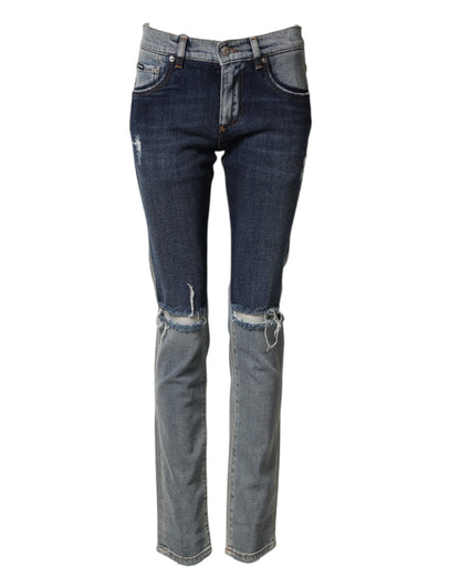 Dolce & Gabbana Vaqueros de Algodón Bicolor Azules Ajustados para Hombre