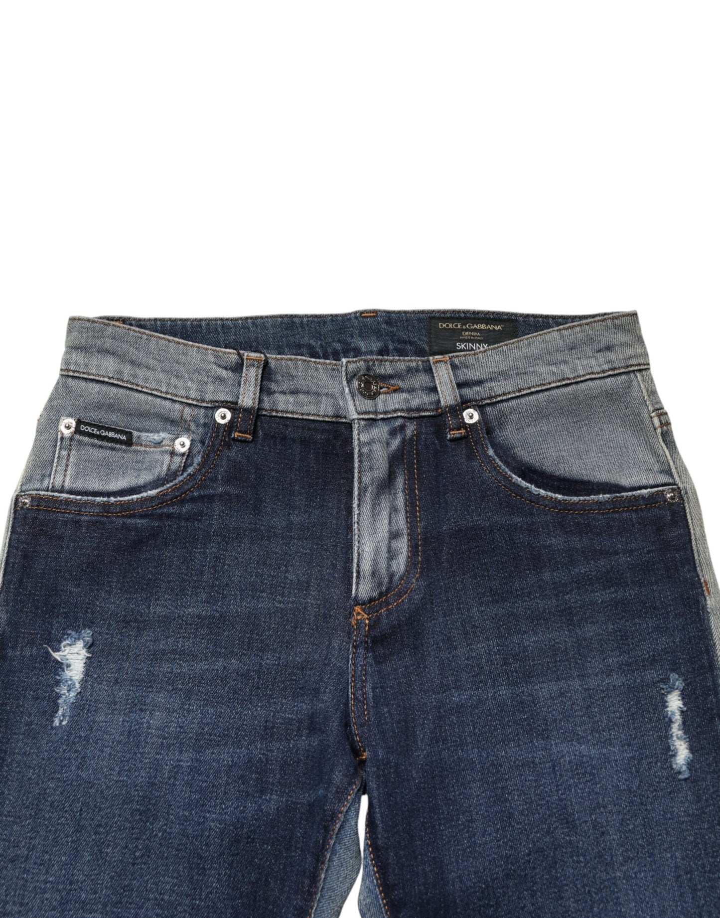 Dolce & Gabbana Vaqueros de Algodón Bicolor Azules Ajustados para Hombre