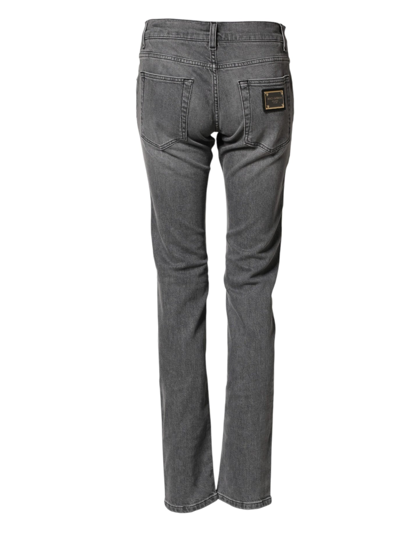 Vaqueros pitillo de mezclilla de algodón gris de talle medio Dolce & Gabbana