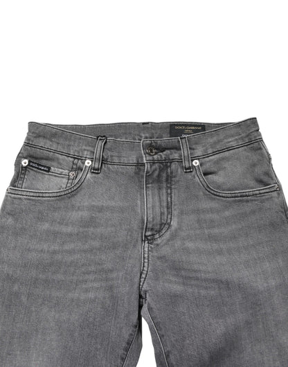 Vaqueros pitillo de mezclilla de algodón gris de talle medio Dolce & Gabbana