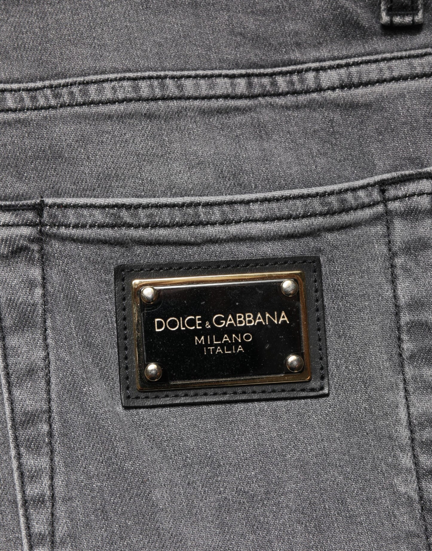 Vaqueros pitillo de mezclilla de algodón gris de talle medio Dolce & Gabbana