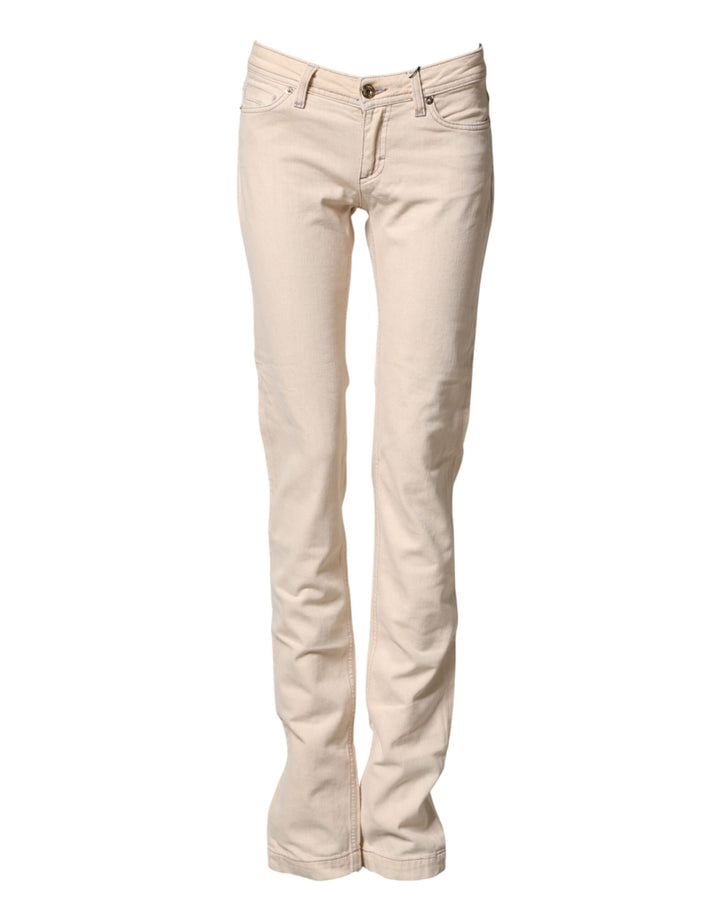 Pantalones vaqueros Dolce & Gabbana de algodón, beige, tiro bajo y corte ajustado