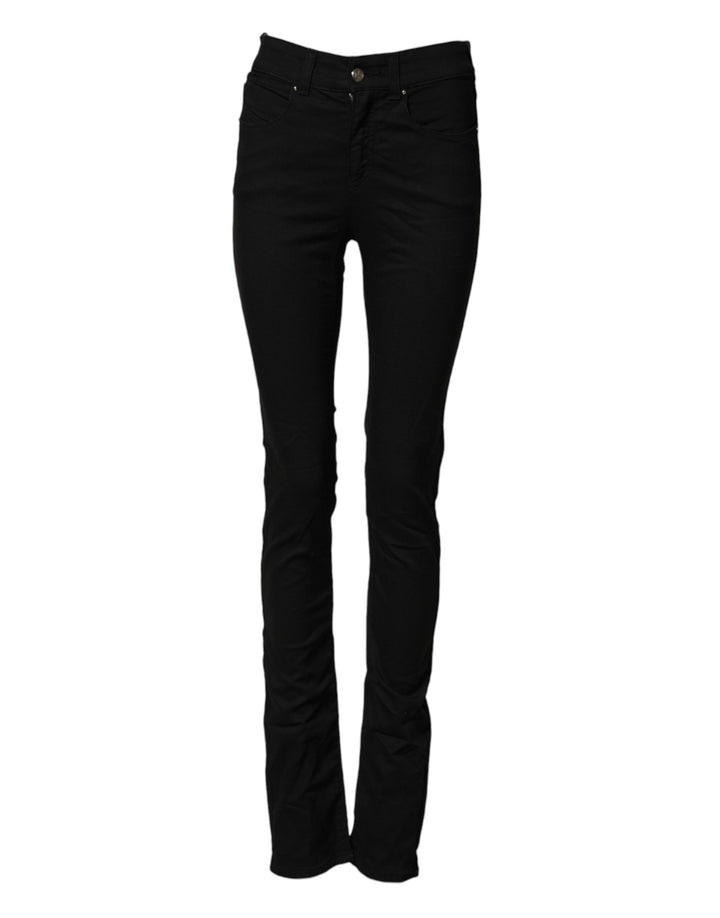 Vaqueros ajustados de mezclilla Armani Jeans de algodón elástico de talle medio negros